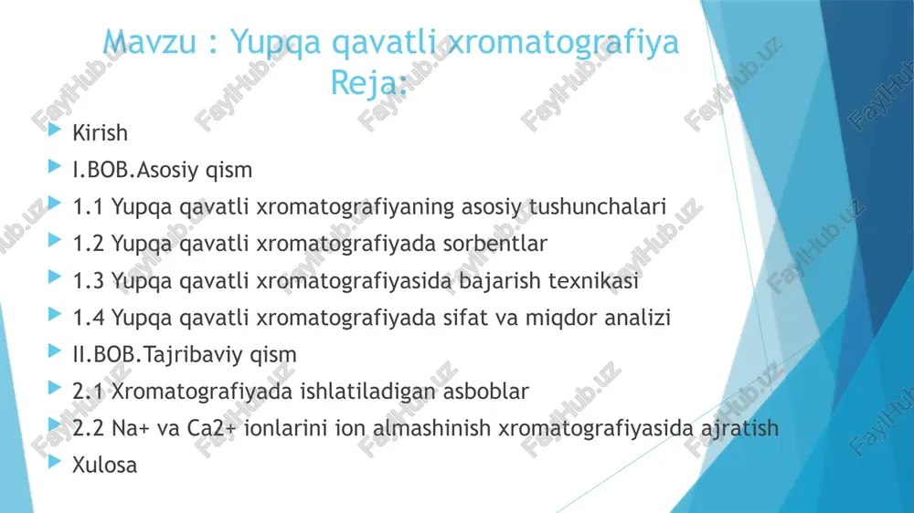 yupqa qavatli xromatografiya — PPTX