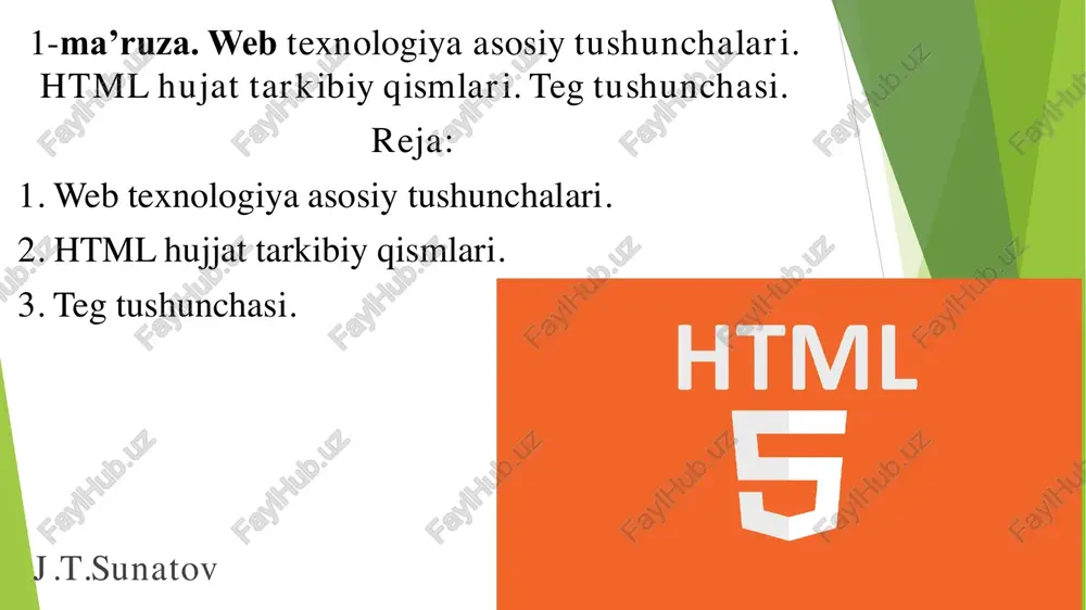 web texnologiya asosiy tushunchalari — PDF