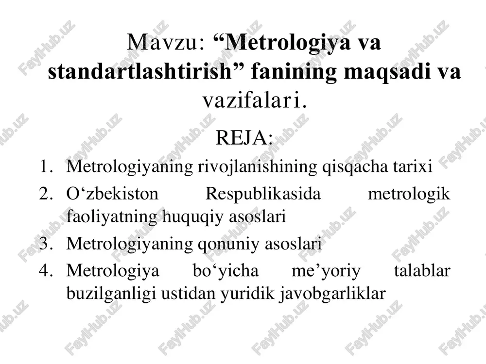 metrologiya va standartlashtirish — PDF