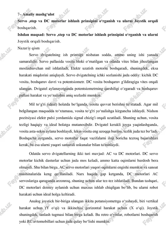 servo, step va dc motorlar ishlash prinsipi — PDF