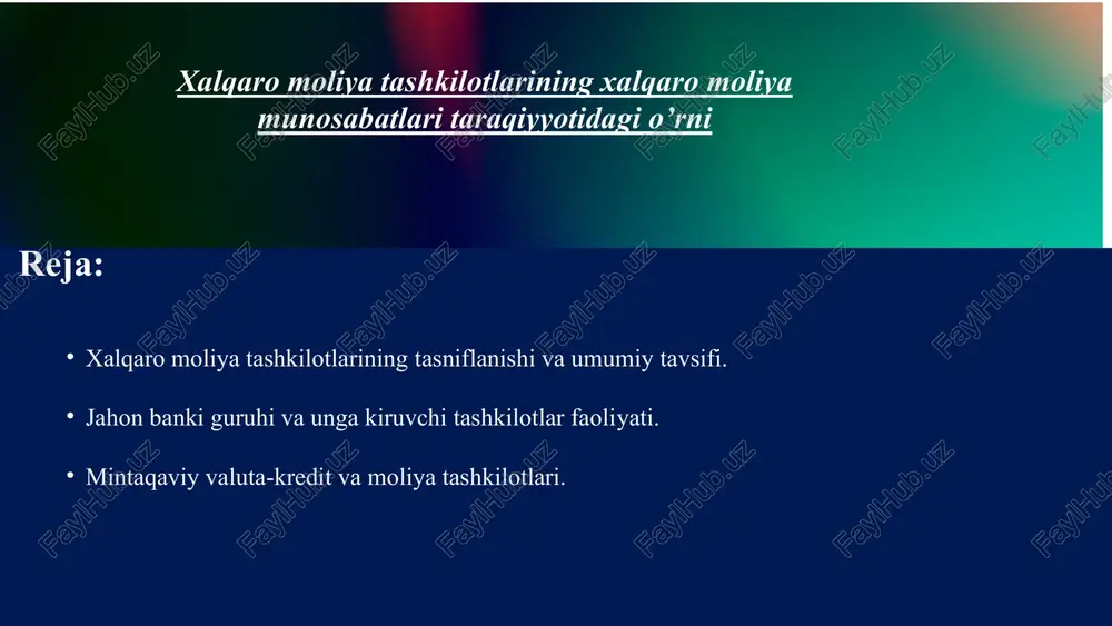 xalqaro moliya tashkilotlari — PPTX