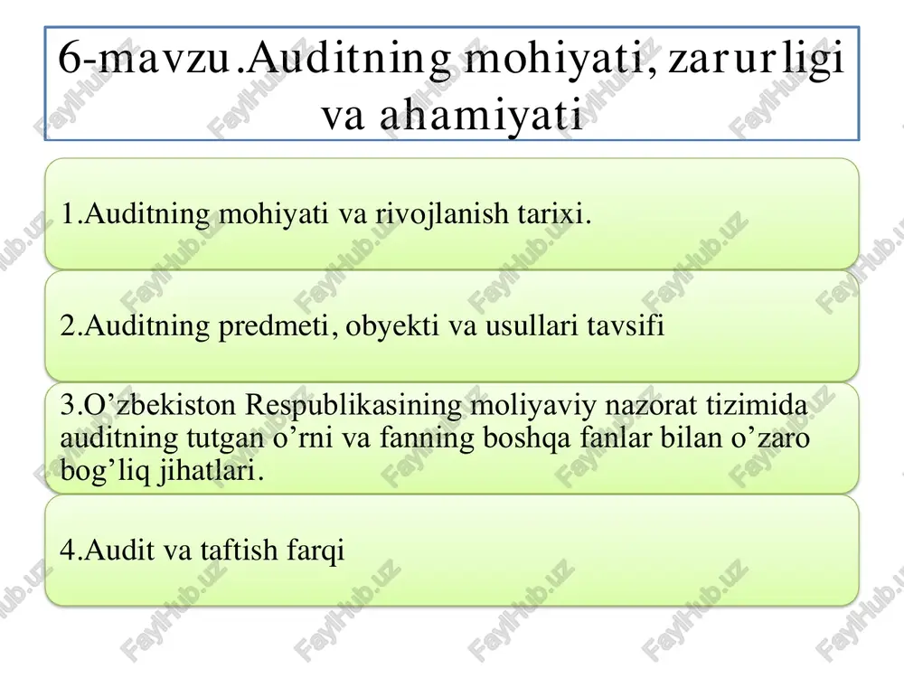 auditning mohiyati, zarurligi va ahamiyati — PDF