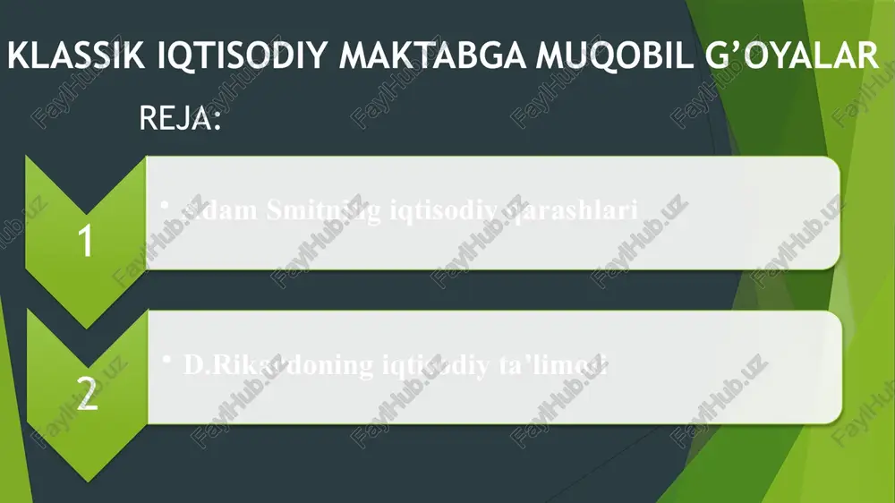 iqtisodiy talimotlar fanidan taqdimot — PPTX