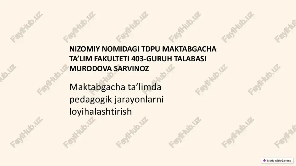 maktabgacha ta’limda pedagogik jarayonlarni loyihalashtirish — PDF