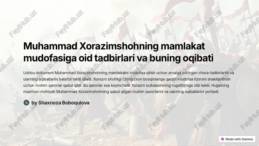 muhammad xorazimshohning mudofaa rejasi — PDF
