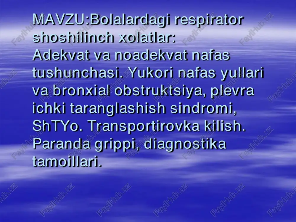 bolalardagi respirator shoshilinch xolatlar — PDF