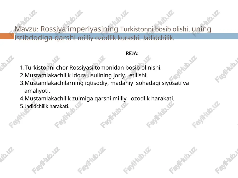 "rossiya imperiyasiningturkistonni bosib olishi" — PPT