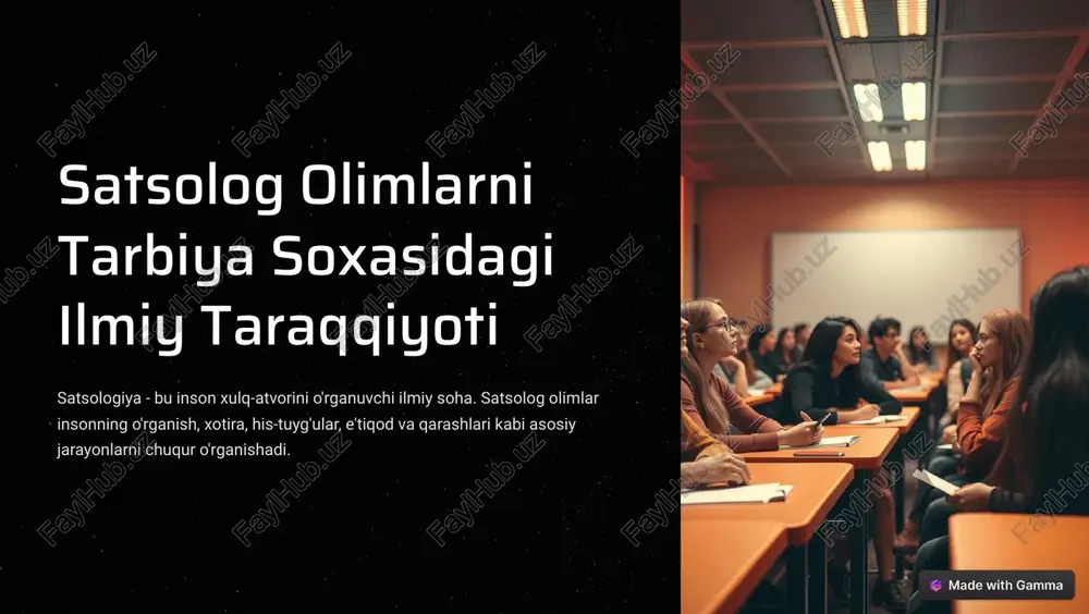 satsolog olimlarni tarbiya soxasidagi ilmiy taraqqiyoti — PDF