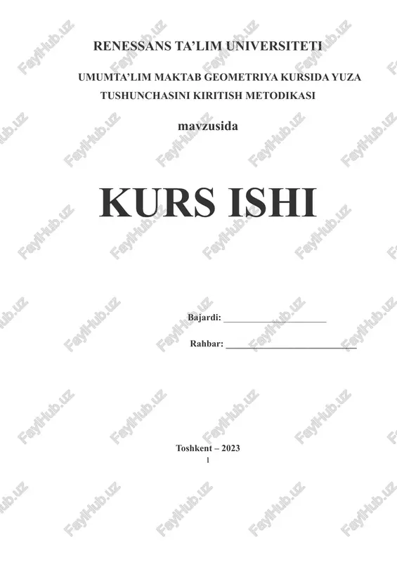 umumta’lim maktab geometriya kursida yuza tushunchasini kiritish metodikasi — DOCX