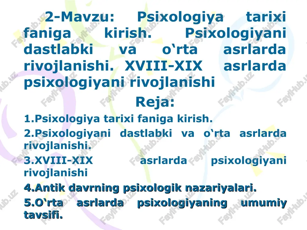 psixologiya tarixi — PPT