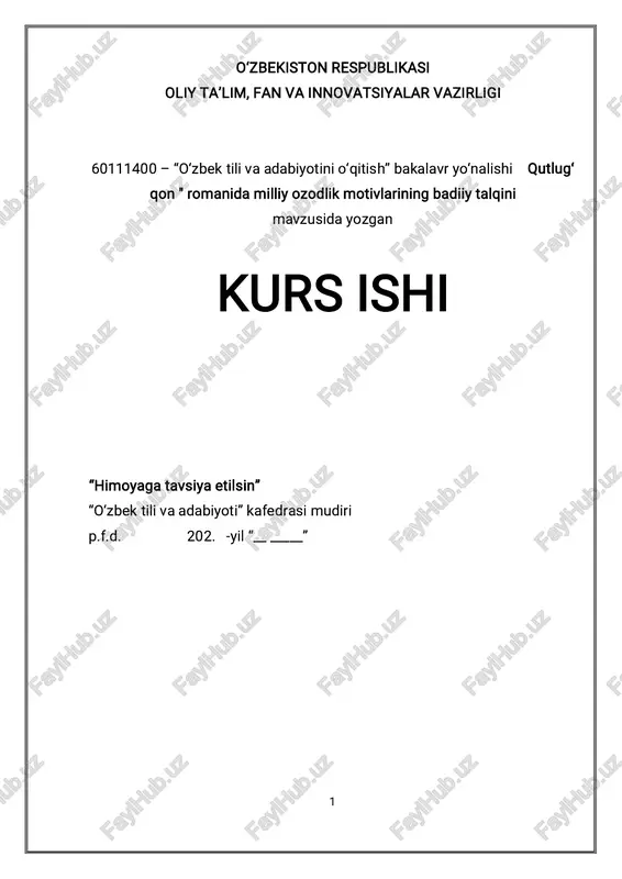 qutlug‘ qon romani tahlili — PDF