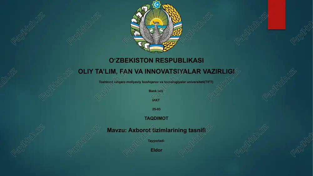 axborot tizimlarining tasnifi — PPTX