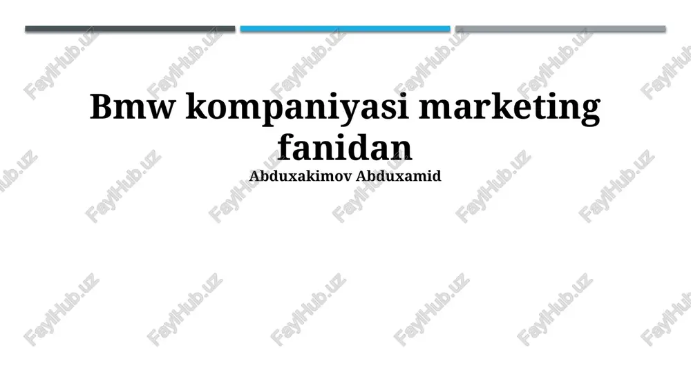 bmw: bozor nuqtai nazaridan — PPTX