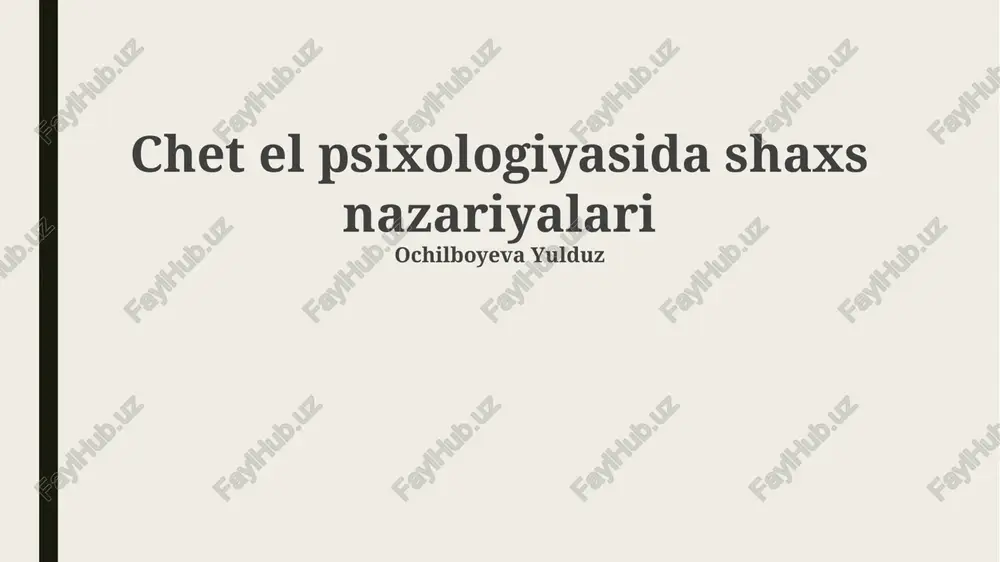 shaxs nazariyalarining asosiy tushunchalari — PPTX