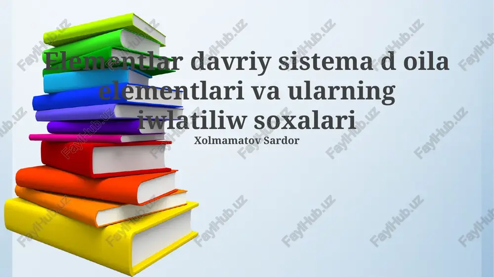 o'tish metallarining xususiyatlari va ahamiyati — PPTX