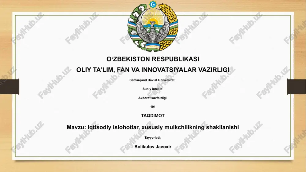 iqtisodiy islohotlar — PPTX