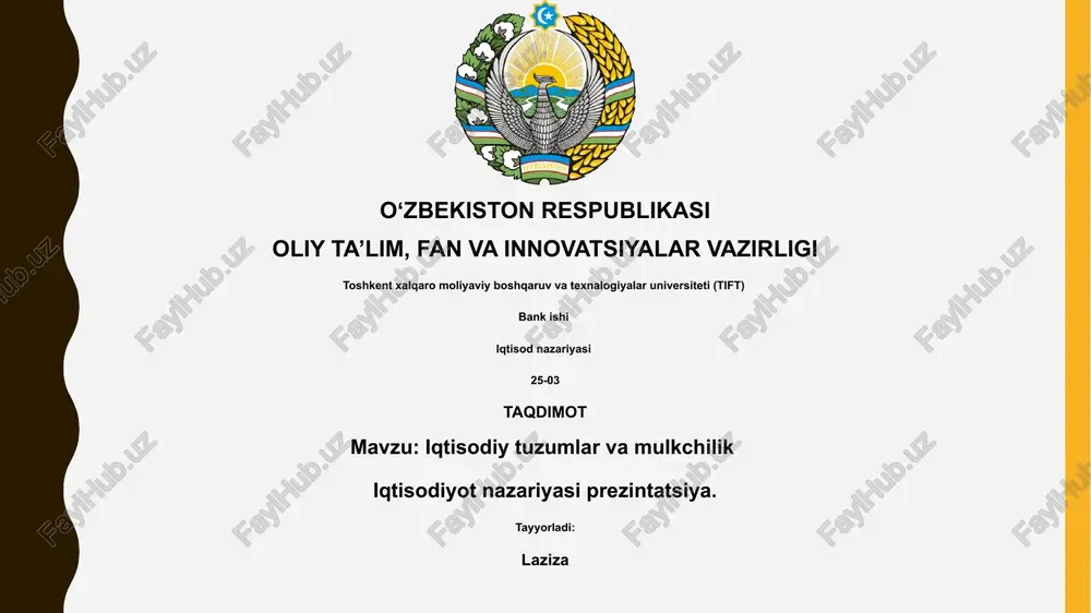 iqtisodiy tuzumlar va mulkchilik — PPTX