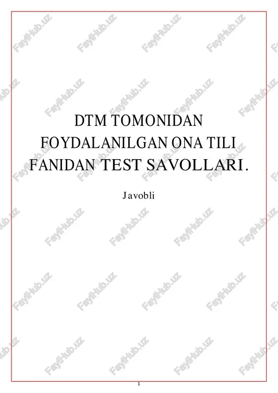 ona tili fanidan test savollari bma tomonidan foydalanilgan savollar. javobli — PDF