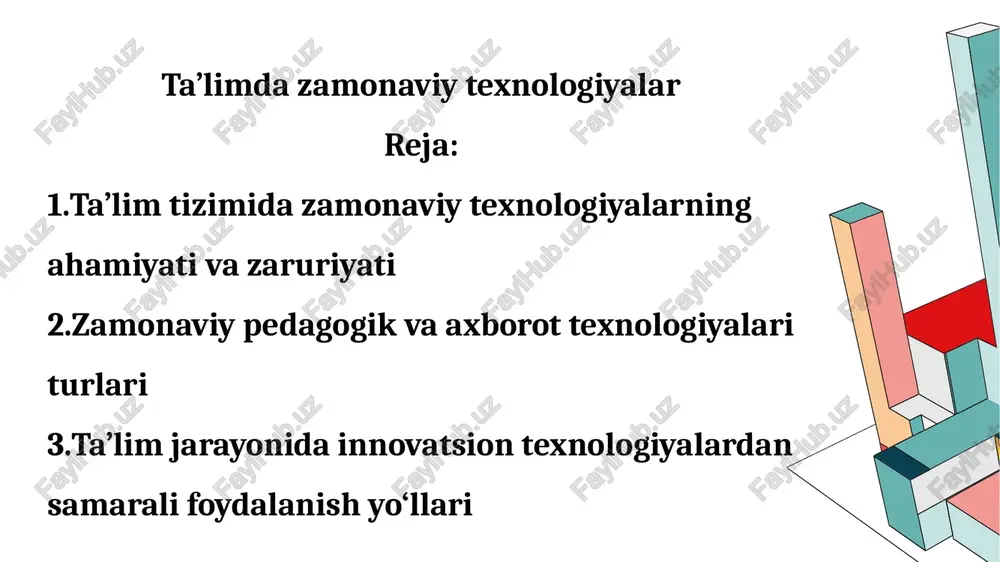 ta’limda zamonaviy texnologiyalar — PPTX