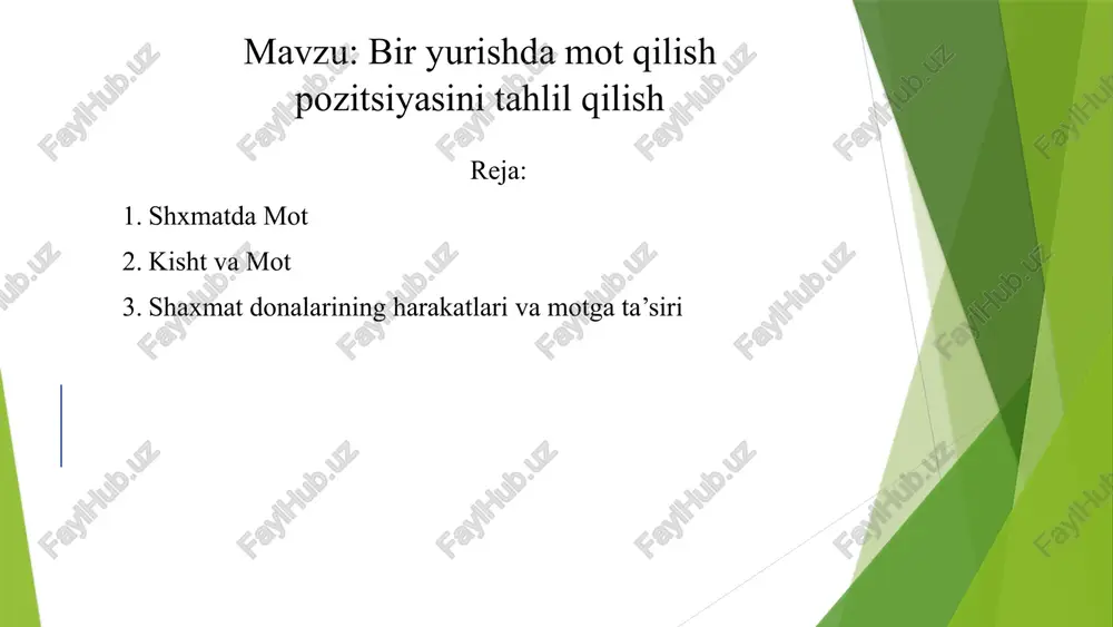 bir yurishda mot qilish pozitsiyasini tahlil qilish — PPTX