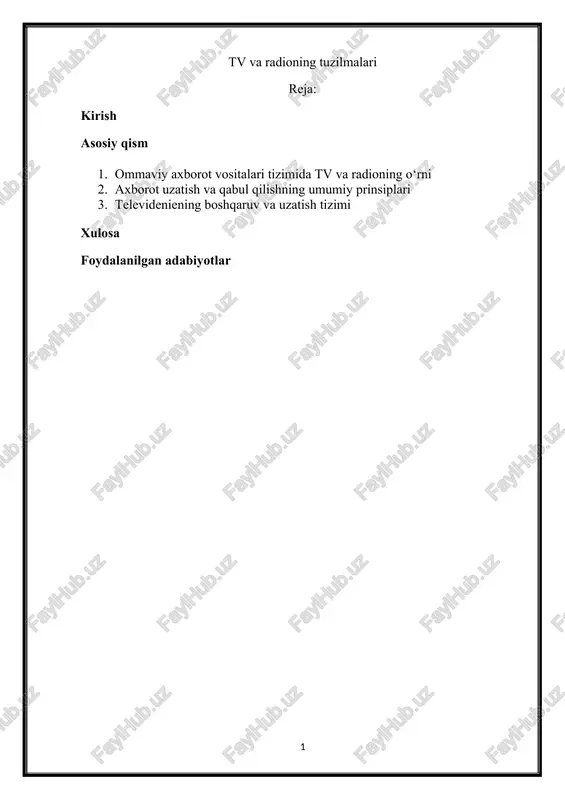 tv va radioning tuzilmalari — DOCX
