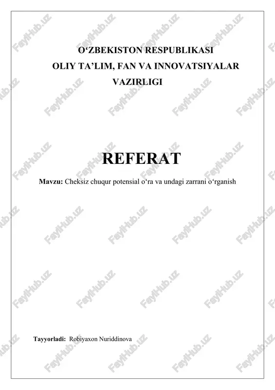 cheksiz potensial quduq — DOCX