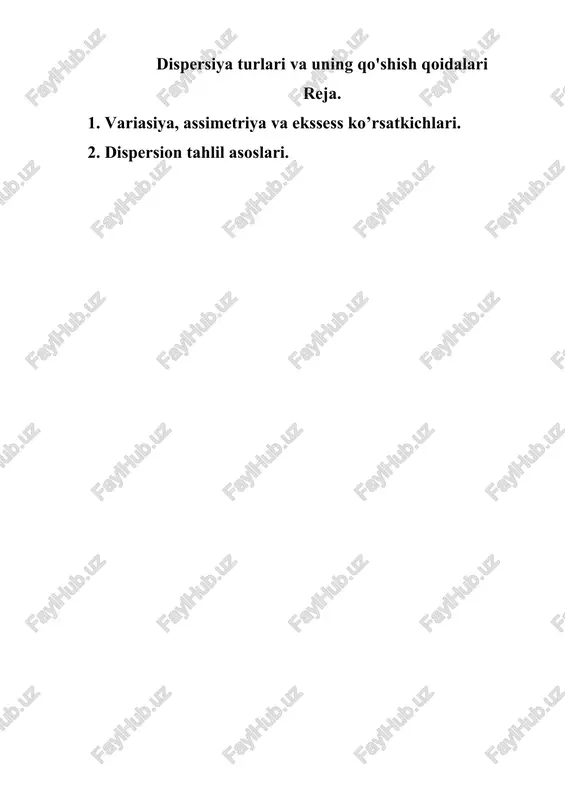 dispersiya turlari va uning qo'shish qoidalari — DOCX