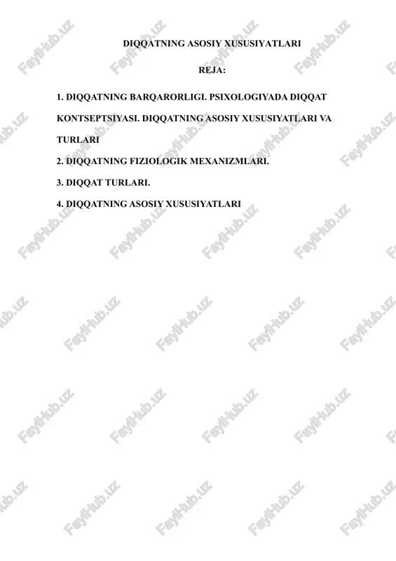 diqqatning asosiy xususiyatlari — DOCX