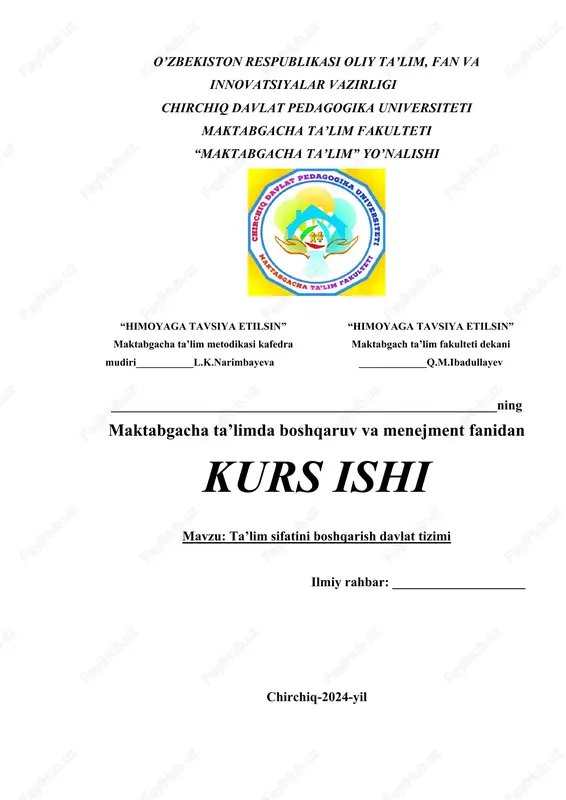 ta’lim sifatini boshqarish davlat tizimi — DOCX