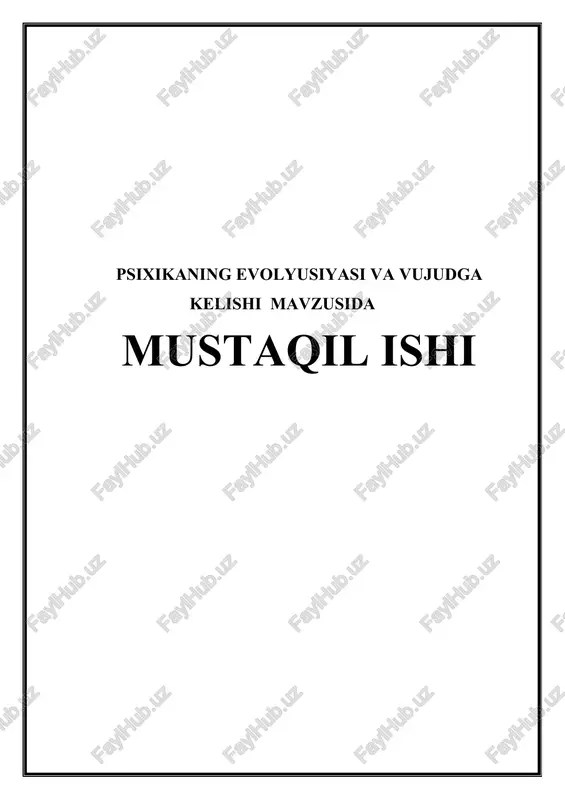 psixikaning evolyusiyasi va vujudga kelishi — DOC