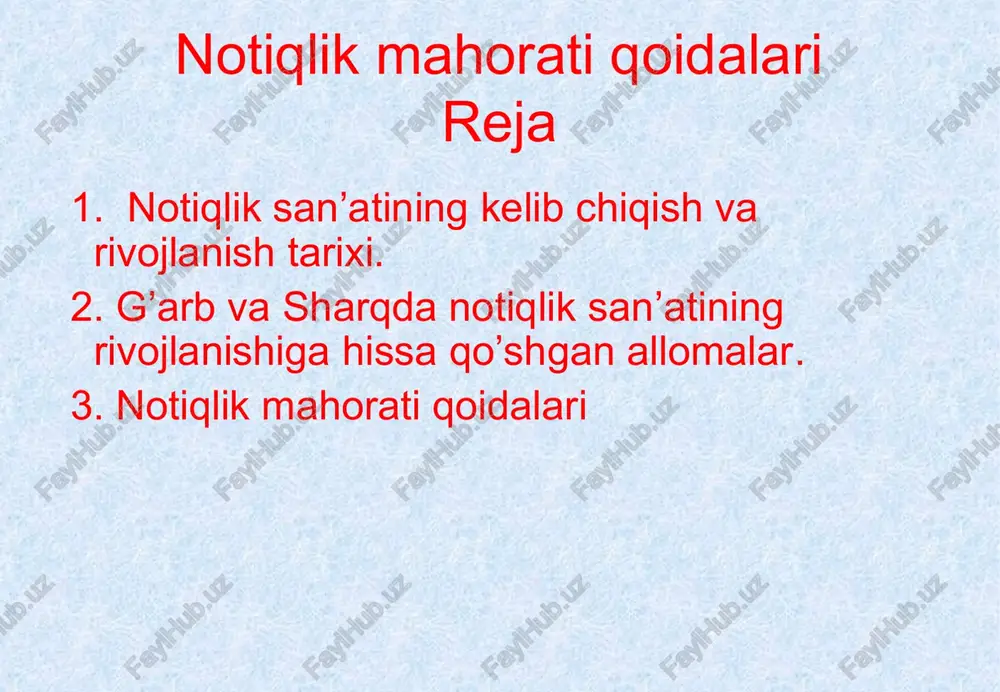 notiqlik mahorati qoidalari — PPT