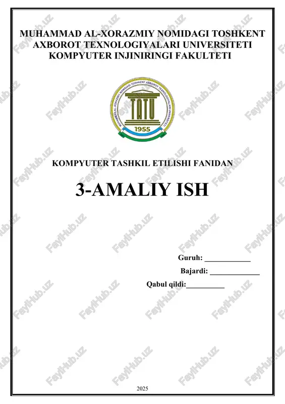 arifmetik va mantiqiy amallar buyruqlarini bajarish. 6-variant — DOCX