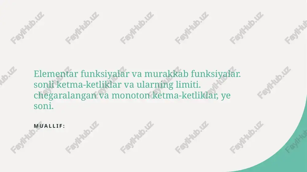elementar funksiyalar — PPTX