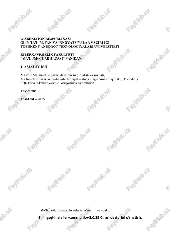 ma’lumotlar bazasi dasturlarini o‘rnatish va sozlash — DOCX