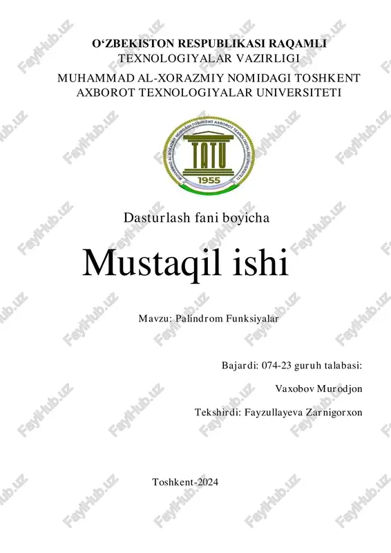 palindrom funksiyasi c++ — PDF