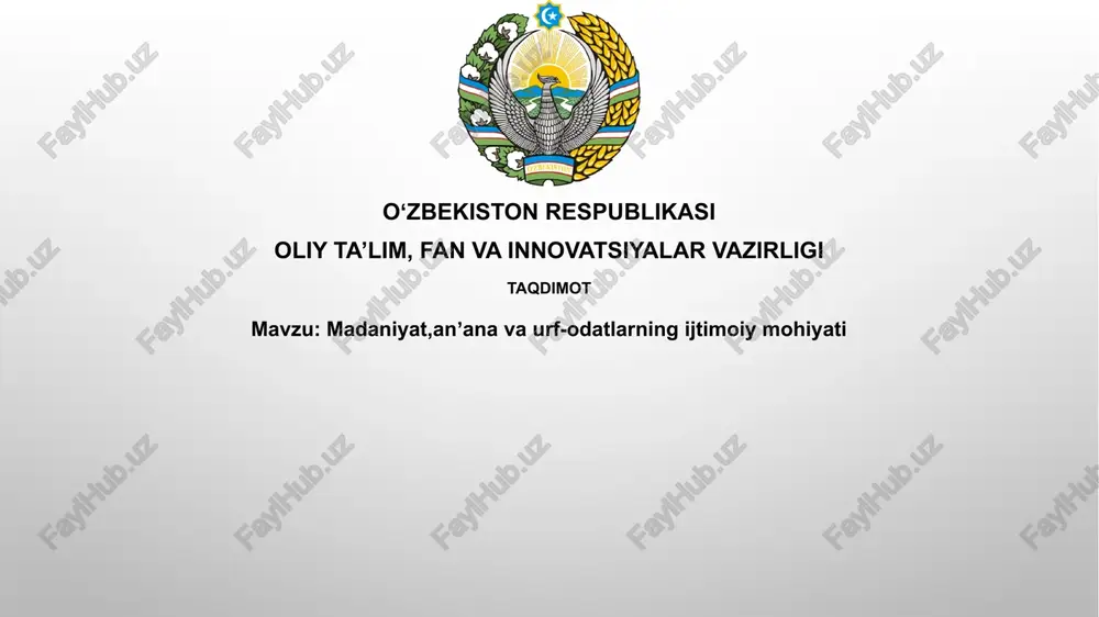 madaniyatning ijtimoiy mohiyati — PPTX