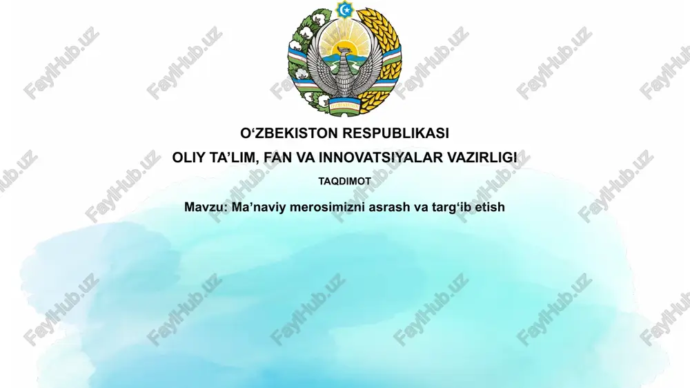 maʼnaviy merosimizniasrashvatargʻibetish — PPTX