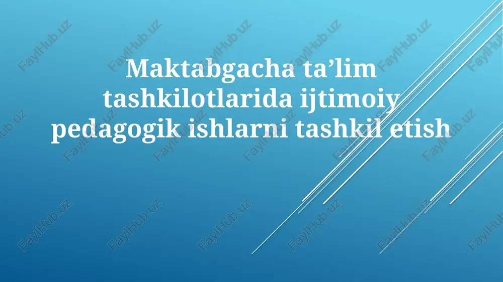ijtimoiy-pedagogik ishlar tashkiliy — PPTX