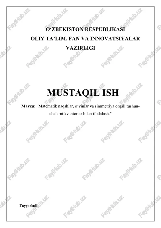 matematik naqshlar, o‘yinlar va simmetriya — DOCX