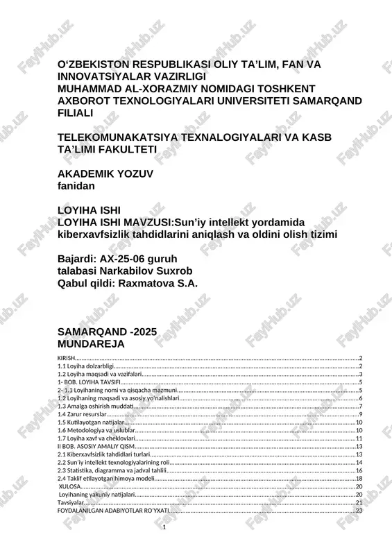 loyiha ishi akademik yozuvdan — DOCX