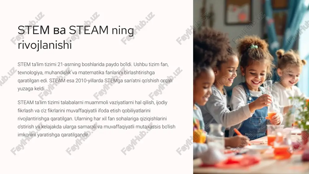 stem va steam ning rivojlanishi — PPTX