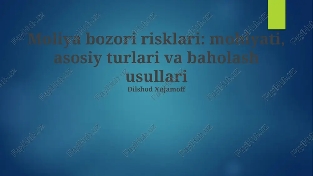 moliyaviy bozor xavflari — PPTX