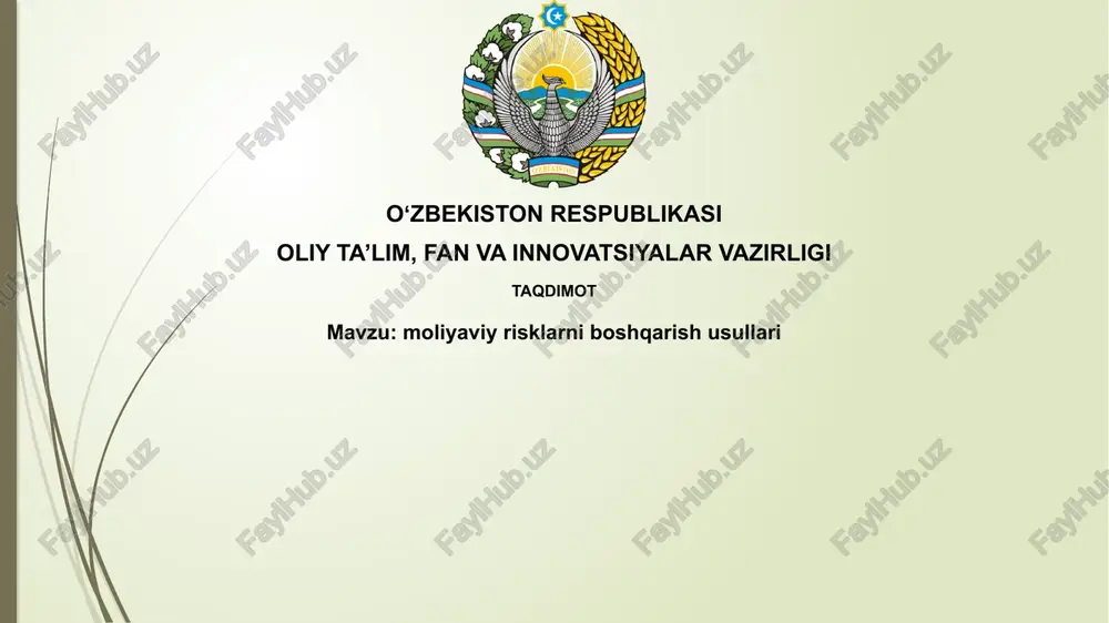 moliyaviy risklarni boshqarish usullari — PPTX
