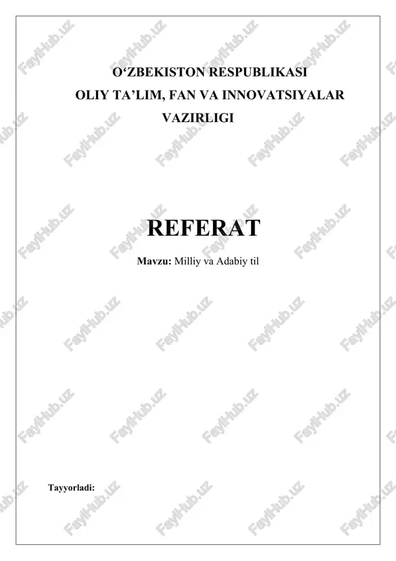 milliy va adabiy til — DOCX