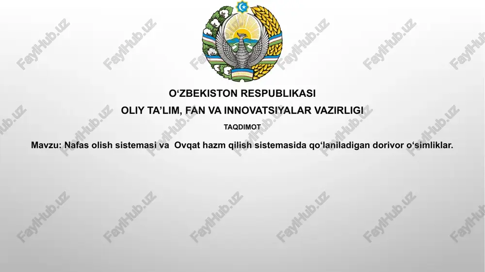 nafasolish sifatida dorivor o'simliklar — PPTX