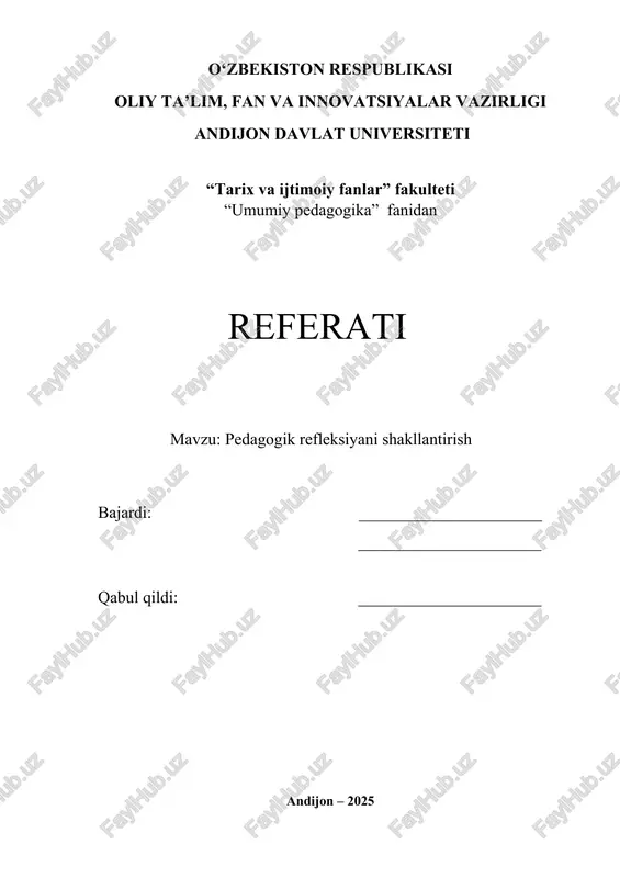 pedagogik refleksiya — DOCX