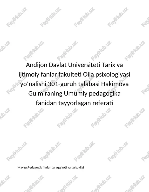 pedagogik fikrlar taraqqiyoti va tarixiyligi — DOCX
