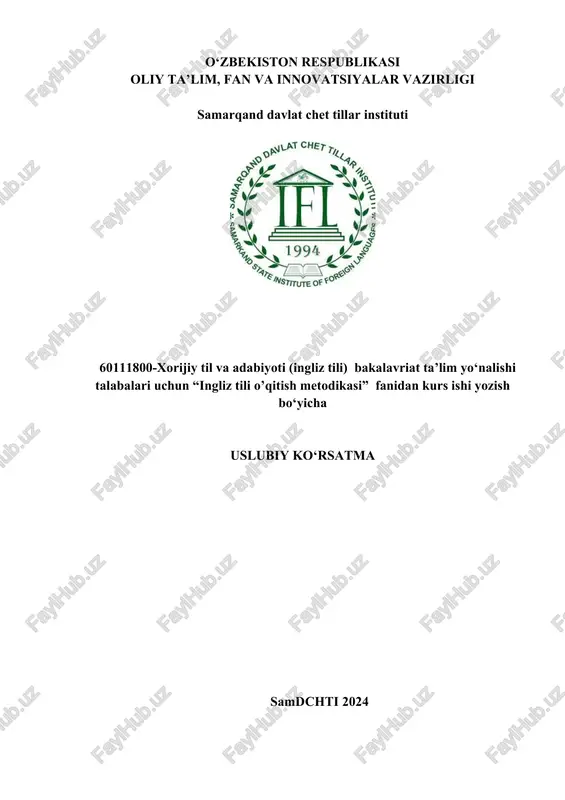ingliz tili o’qitish metodikasi — DOC
