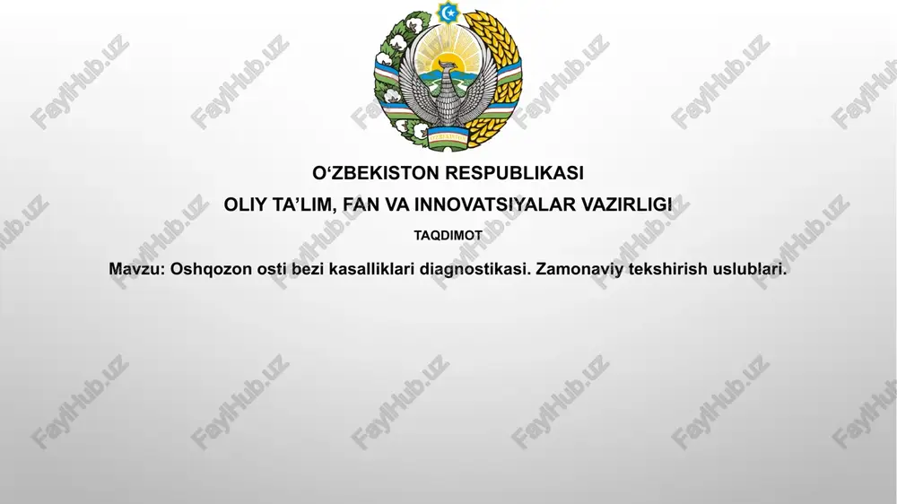 oshqozon osti bezi kasalliklaridiagnostikasi.zamonaviytekshirishuslublari — PPTX
