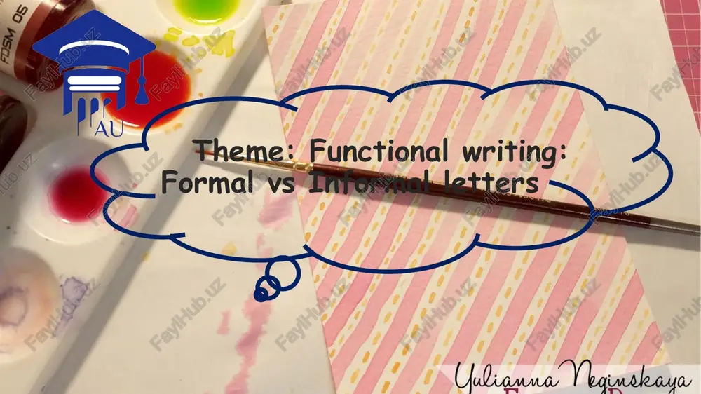 functional writing: formal vs informal letters — PPTX